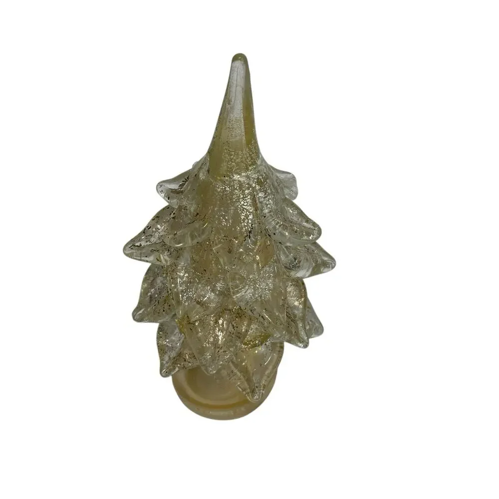 Vintage Murano Art Glass Gold Specks Christmas Tree Home Decor Sculpture 10 In.